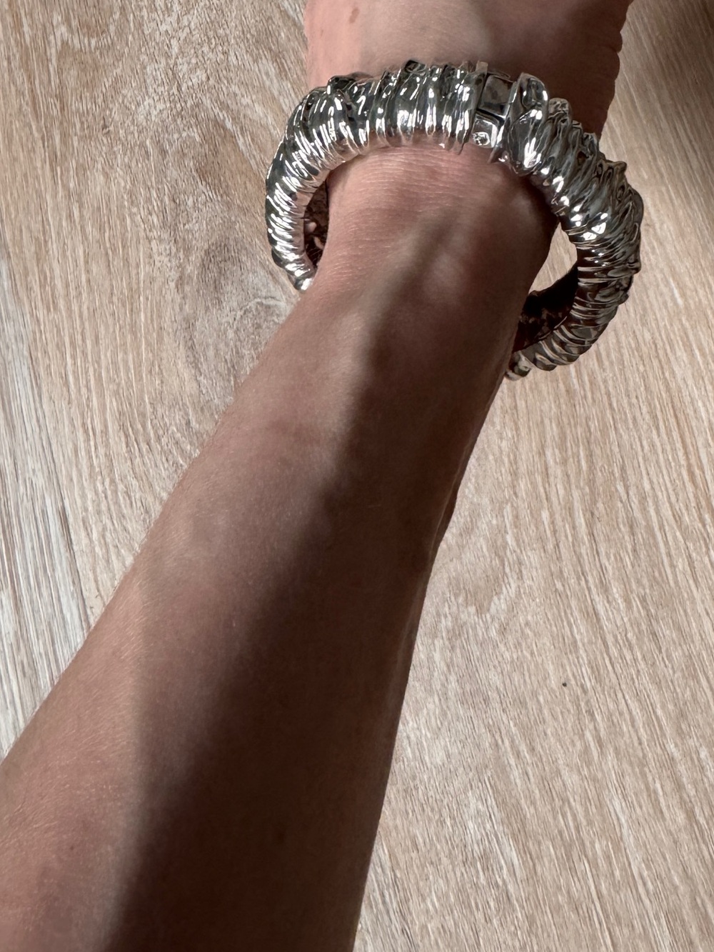Anthropologie Polished Silver Ribbed Bracelet